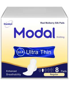 MODAL Silk-Ultra Thin Sanitary Pads 8 Count, Bundle of 5