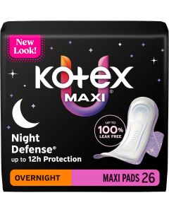 Kotex Overnight Maxi Pads with Wings 26 Count, Bundle of 3