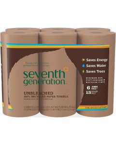 Seventh Generation Unbleached Paper Towels Pack of 4, 6 Count