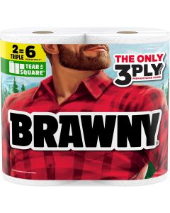 Brawny Tear-A-Square 3-Ply Paper Towels, Bundle of 4