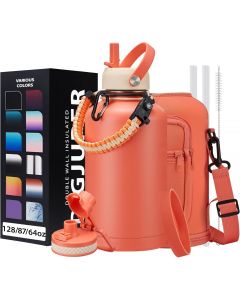 [Delivered by May 11, 2026] DIGJUPER 64oz Insulated Water-Bottle with Strap - Half Gallon Stainless Steel Metal 64oz, 2 Liter