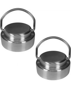 ZOOPOLR 2pcs Stainless Steel Cap Lid Top with Flip Up Carry Handle for Hydro Flask Type Wide Mouth Bottles, Bundle of 2