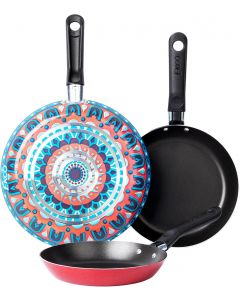 Ekco 3-Piece Frying Pan Set Aluminum Dishwasher Safe 3-Piece, 9.4 IN, Bundle of 2