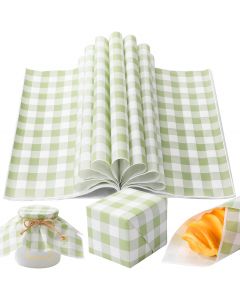 FoldTier 100 Pcs Green Checkered Wax Paper Sheets for, Bundle of 2