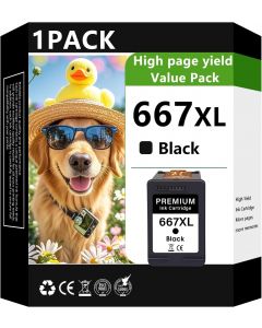 JYZBRW 667XL Black Ink Cartridge Compatible for HP Ink667, Bundle of 2