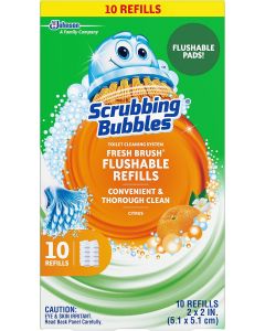 Scrubbing Bubbles Fresh Brush Flushable Refill Pads for Toilet Pack of 1, 10 CT, Bundle of 3