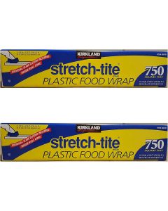 KIRKLAND Signature Stretch Tite Plastic Food Wrap 11 7/8 Inch X 750 SQ. FT. Pack 2 Plastic 8 Inch