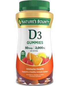Nature&#039;s Bounty Vitamin D3 Gummies 50mcg 90ct, Bundle of 3