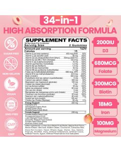 [Delivered by May 3, 2026] BSSTABBON Organic Women's Multivitamin Gummies: Vegan Vitamin Supplement with 120Count