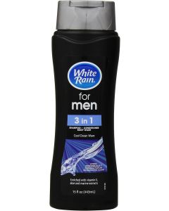 White Rain Mens 3-in-1 Shampoo + 15 oz, Bundle of 7