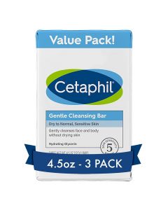 Cetaphil Gentle Cleansing Bar Pack Of 3, 4.5 Oz, Bundle of 3