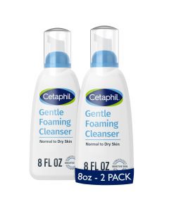 Cetaphil Oil Free Gentle Foaming Cleanser For Dry to Hypoallergenic Pack of 2, 8oz, Bundle of 2