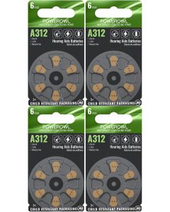 POWEROWL Hearing Aid Batteries Size 312 24 Count, Bundle of 3
