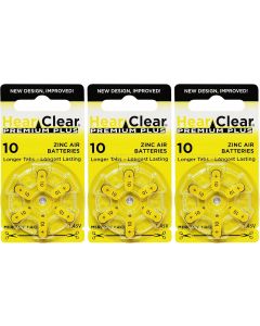 Hear Clear HearClear Size 10 PR230 1.45V Hearing Aid Batteries, Bundle of 3