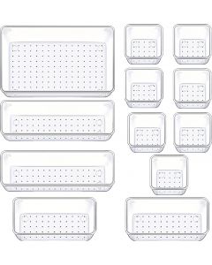 Manalete 12 Pcs Clear Plastic Drawer Organizer Plastic, Bundle of 3
