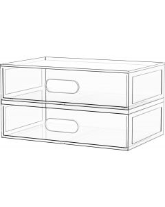 Aurblozen Clear Stackable Makeup Organizer with, Bundle of 2