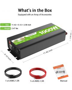 [Delivered by May 8, 2026] MINGHAOXIN 1000W Pure Sine Wave Power Inverter - 12V