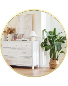 GAOMON Gold Round Mirror Metal 30 Inch