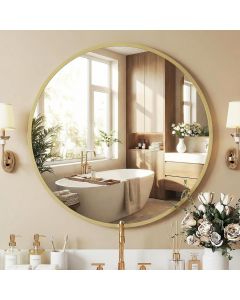 NEWBULIG 30 Inch Round Wall Mirror Glass Metal 30 Inch