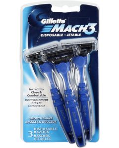Gillette Mach3 Men&#039;s Disposable Razors 3 Count, Bundle of 3