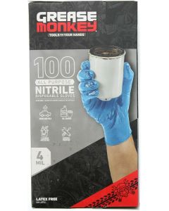 GREASE MONKEY All Purpose 4 Mil Thickness Disposable Nitrile Gloves 100 Count, Bundle of 2
