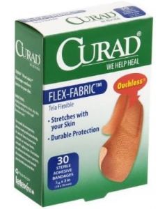 Curad Flex-Fabric 30 count, 4 Inches, 3 Inches, Bundle of 4