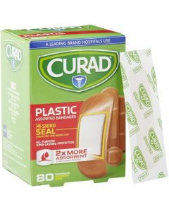 Curad CUR45157RBZ Plastic Adhesive Bandage for First Aid Plastic Pack of 8, Bundle of 3