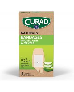 Curad Naturals Aloe Vera &amp; Vitamin E Bandages 2&quot;, Bundle of 4