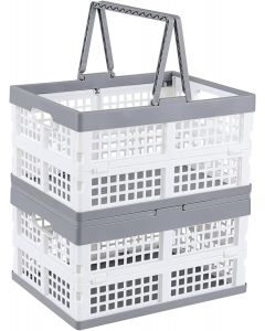 Callyne 2-Pack Plastic Foldable Storage Crates with Handles Plastic Foldable 2-Pack, 15 L