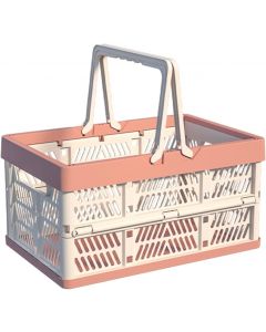 Yinglejiacns Collapsible Plastic Storage Crate - 20L Folding Organizer Basket Plastic Portable 20L, Bundle of 2