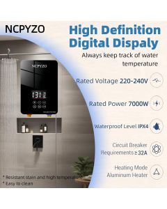 [Delivered by May 4, 2026] NCPYZO Tankless Water Heater Electric Electric Digital