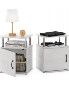 Furinno Jaya End Side Sofa Table/Nightstand with Door Stainless Steel 2-Pack