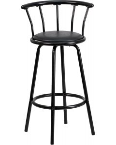 Flash Furniture Charla Crown Back Black Metal Barstool with Black Metal