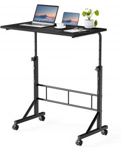 DUMOS 31.5&quot; Adjustable Height Mobile Desk with Locking Wheels Portable