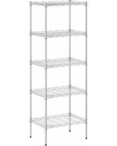 Furinno Wayar 5-Tier Metal Storage Shelf Rack Stainless Steel Metal 17 x 12 x 48