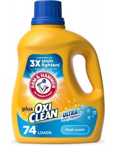 Arm &amp; Hammer Plus OxiClean Ultra Stain Fighters Liquid Laundry Detergent, Bundle of 4