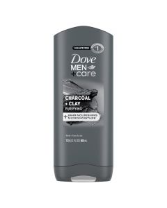 DOVE MEN + CARE Purifying Charcoal + Clay Body 13.5 oz, Bundle of 4