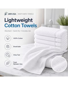 Jmr Usa Inc. White Cotton Bath Towels 12-Pack Cotton 12-Pack, 20x40