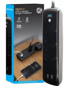 GE Pro 7-Outlet Surge Protector 3 Ft