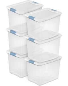 Sterilite 25 Quart Latching Box Plastic 6 Pack