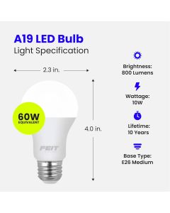 Feit Electric LED Light Bulbs Electric 1 Pack, Bundle of 4