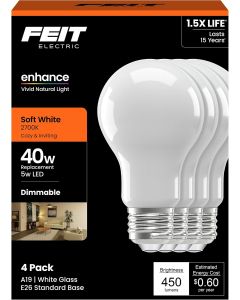 Feit Electric A19 LED Light Bulb Glass Electric 4 Pack, Bundle of 2
