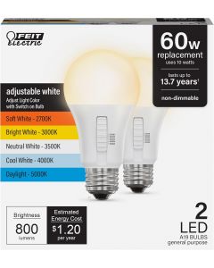 Feit Electric A19 LED Light Bulb Electric 2 Pack, Bundle of 3