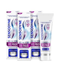 Sensodyne Clinical Repair Whiten &amp; Shine Toothpaste for Sensitivity 3 Pack, 3.4 oz