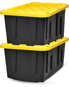HOMZ Durabilt Plastic Storage Bins with Lids Plastic 2 Pack, 27 Gal