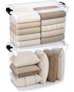 HOMZ Clear Plastic Storage Bins w/Latching Lid Plastic 2 Pack