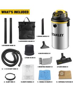 STANLEY Wet/Dry Vacuum SL18133，4.5 Stainless Steel 4.5 Gallon