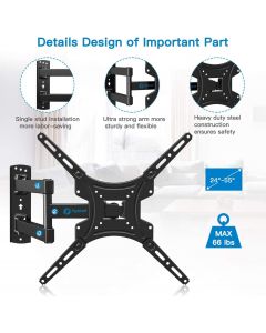 Pipishell Full Motion TV Wall Mount Bracket Articulating Arms 55 Inch, 66lbs, 400x400mm