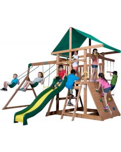 Backyard Discovery Mount Mckinley Cedar Wood Swing Set with Wood