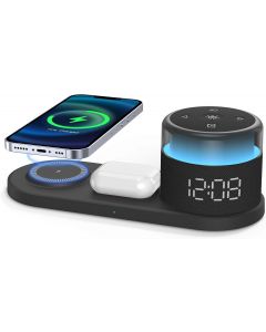 HOUSBAY Alarm Clock with Wireless Charging Station – Magnetic Charger for Wireless